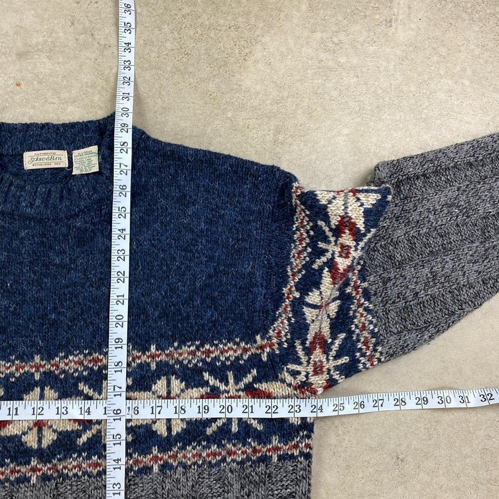 Vintage 90s St. John's Bay Sweater Size XL Navy Blue Fair Isle Knit Pullover - Picture 5 of 5